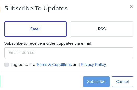 Subscribe to Updates on Status Page