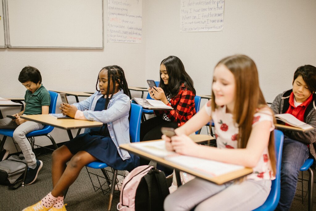 Children Using Softphones in School